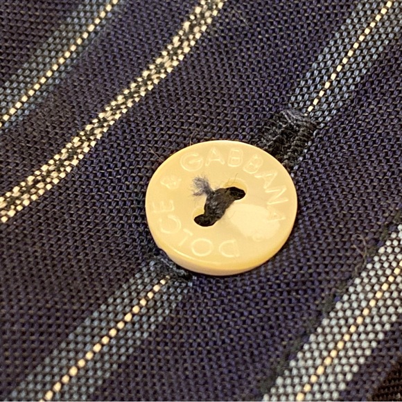 Dolce & Gabbana navy blue striped long sleeve collared dress shirt sz L 👔 - Picture 6 of 14